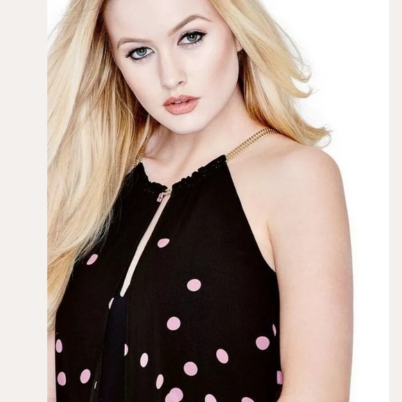 New Guess Marciano Chiffon Ombré Polka Dot Chain S - Picture 3 of 6